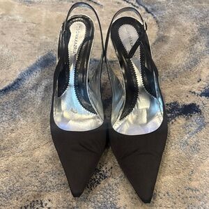BCBGMAXAZRIA Black Pointed-Toe Slingback Heels | Size 8